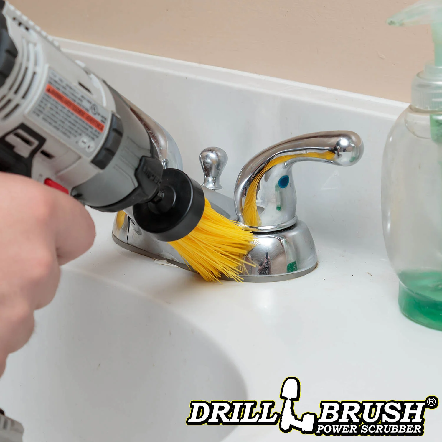 1in Yellow Brush - Medium Stiffness - Long Bristles - Bathroom Spot Cleaning | 1in-L-Y-QC-DB - Image 3