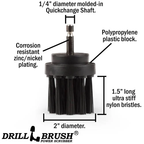 2in Black Brush - Ultra Stiff - Long Bristles - Heavy Duty Cleaning | 2in-L-K-QC-DB - Image 3