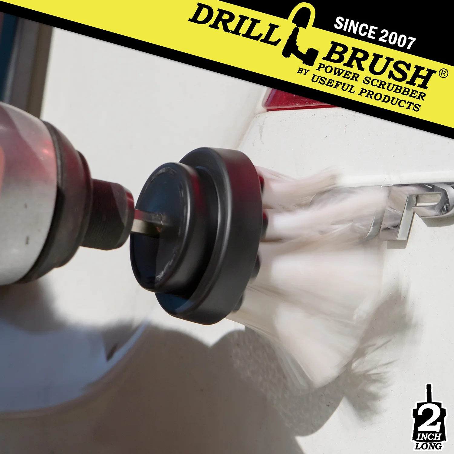 2in White Brush - Soft Bristles - Long Bristles - Home & Auto Cleaning | 2in-L-W-QC-DB - Image 3