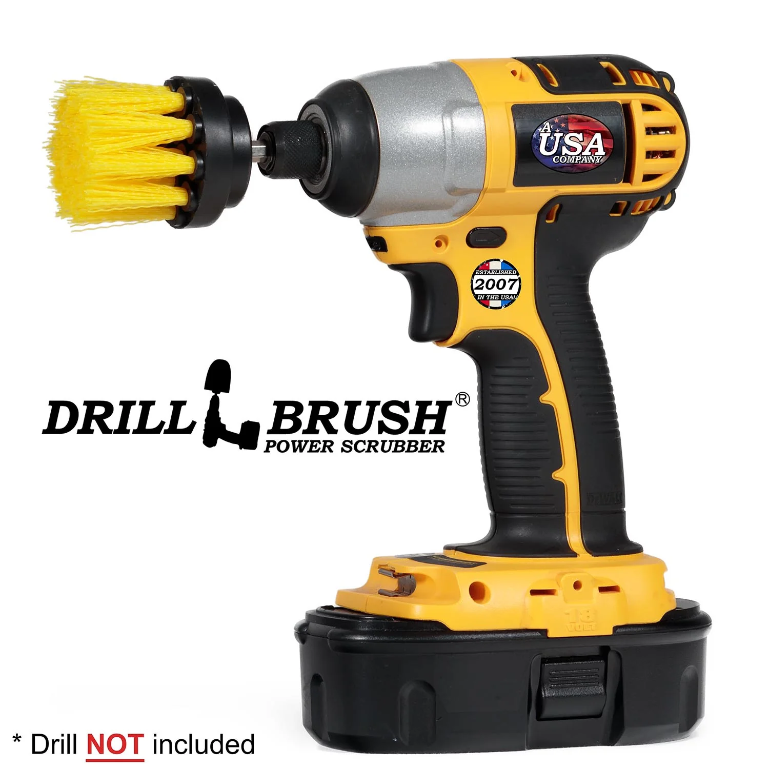 2in Yellow Brush - Medium Stiffness - Long Bristles - Bathroom Spot Cleaning | 2in-L-Y-QC-DB - Image 9