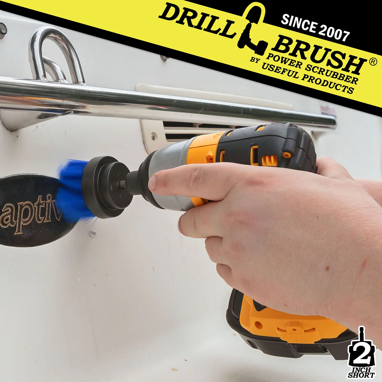 2in Blue Brush - Medium Stiffness - Short Bristles - Pool & Marine Cleaning | 2in-S-B-QC-DB - Image 3
