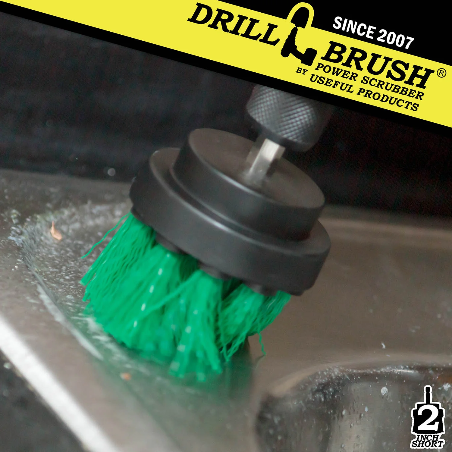 2in Green Brush - Medium Stiffness - Short Bristles - Kitchen Spot Cleaning | 2in-S-G-QC-DB - Image 4