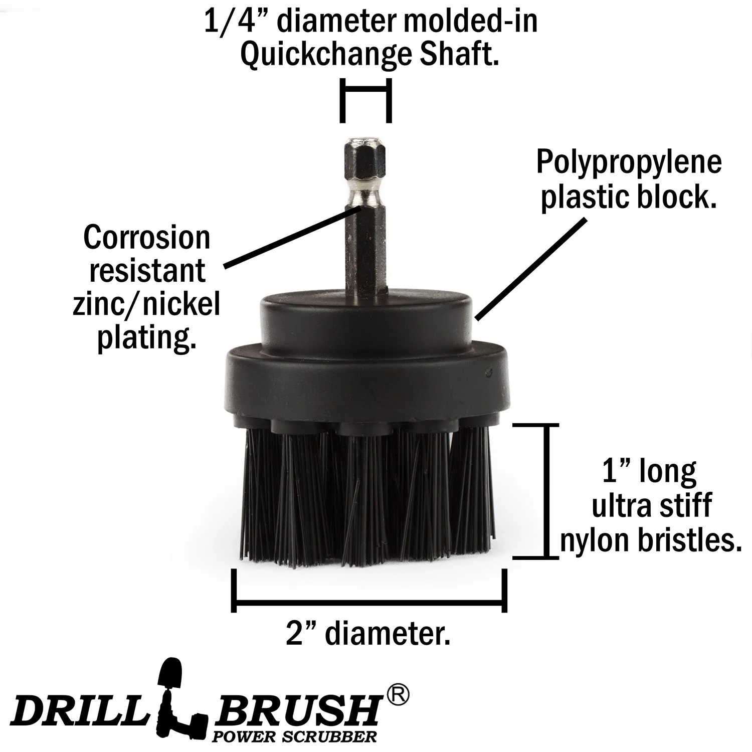 2in Black Brush - Ultra Stiff - Short Bristles - Heavy Duty Cleaning | 2in-S-K-QC-DB - Image 4