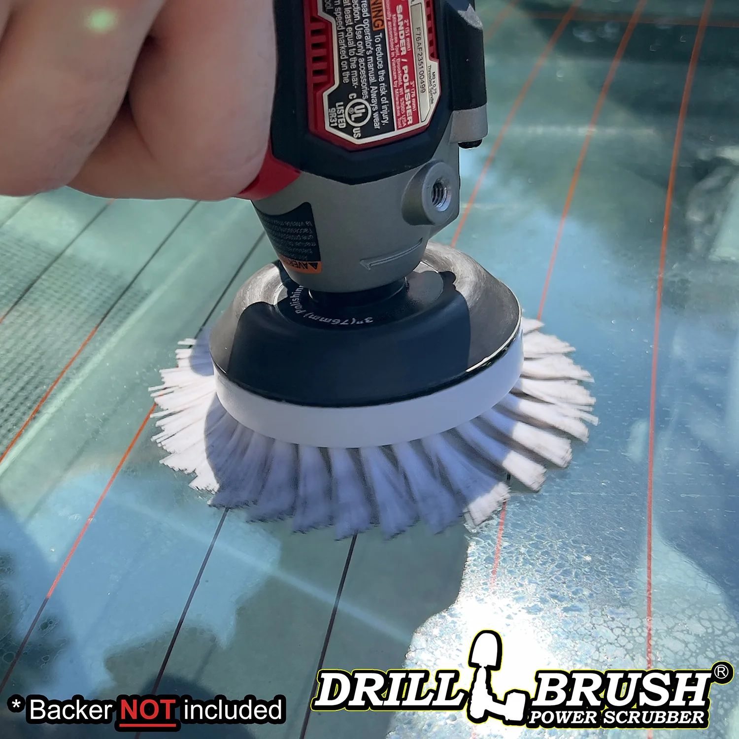3 inch Hook-and-Loop Mini Polisher Brush - Soft Bristles - Automotive Upholstery Scrubbing - 3in-S-W-V-DB - Image 3