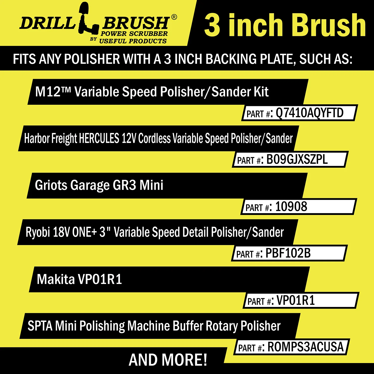 3 inch Hook-and-Loop Mini Polisher Brush - Soft Bristles - Automotive Upholstery Scrubbing - 3in-S-W-V-DB - Image 7