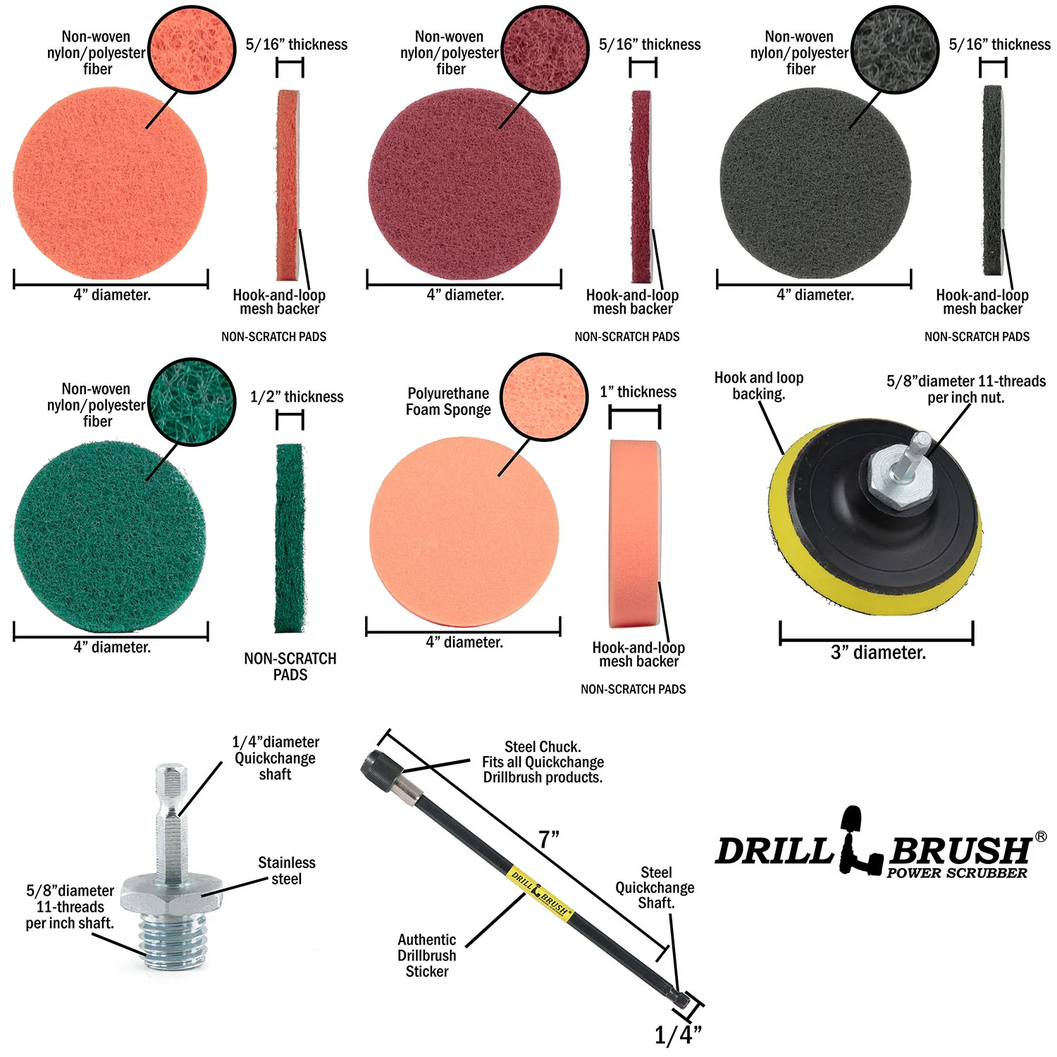 38 Piece Drillbrush Cleaning Kit - Soft, Medium, Stiff, & Ultra Stiff | 38pc-combo-QC-DB-A - Image 8