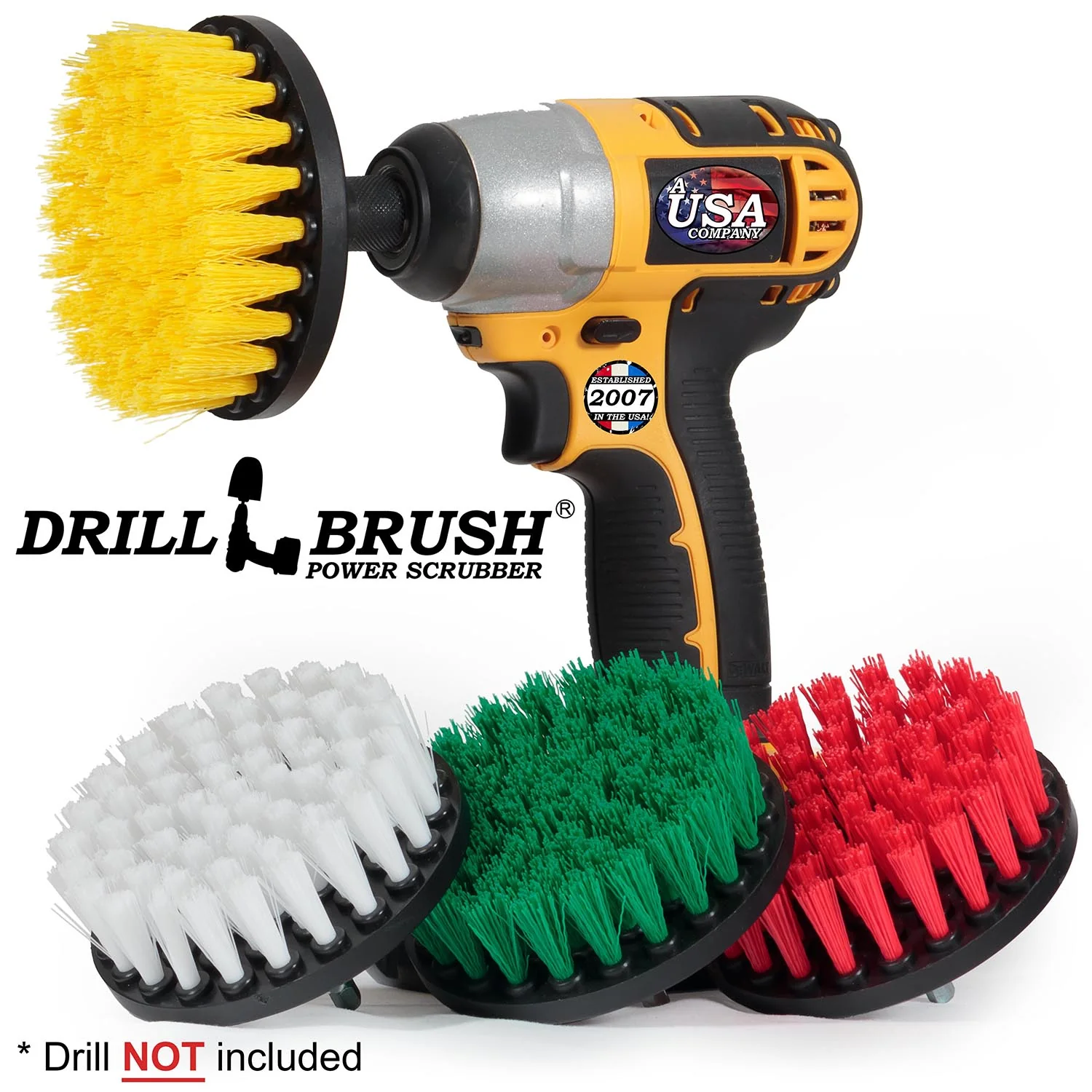 4-piece 4in Brush Kit - Soft, Medium, & Stiff - Home , Kitchen, Bathroom, & Patio | 4in-S-GRWY-QC-DB - Image 2