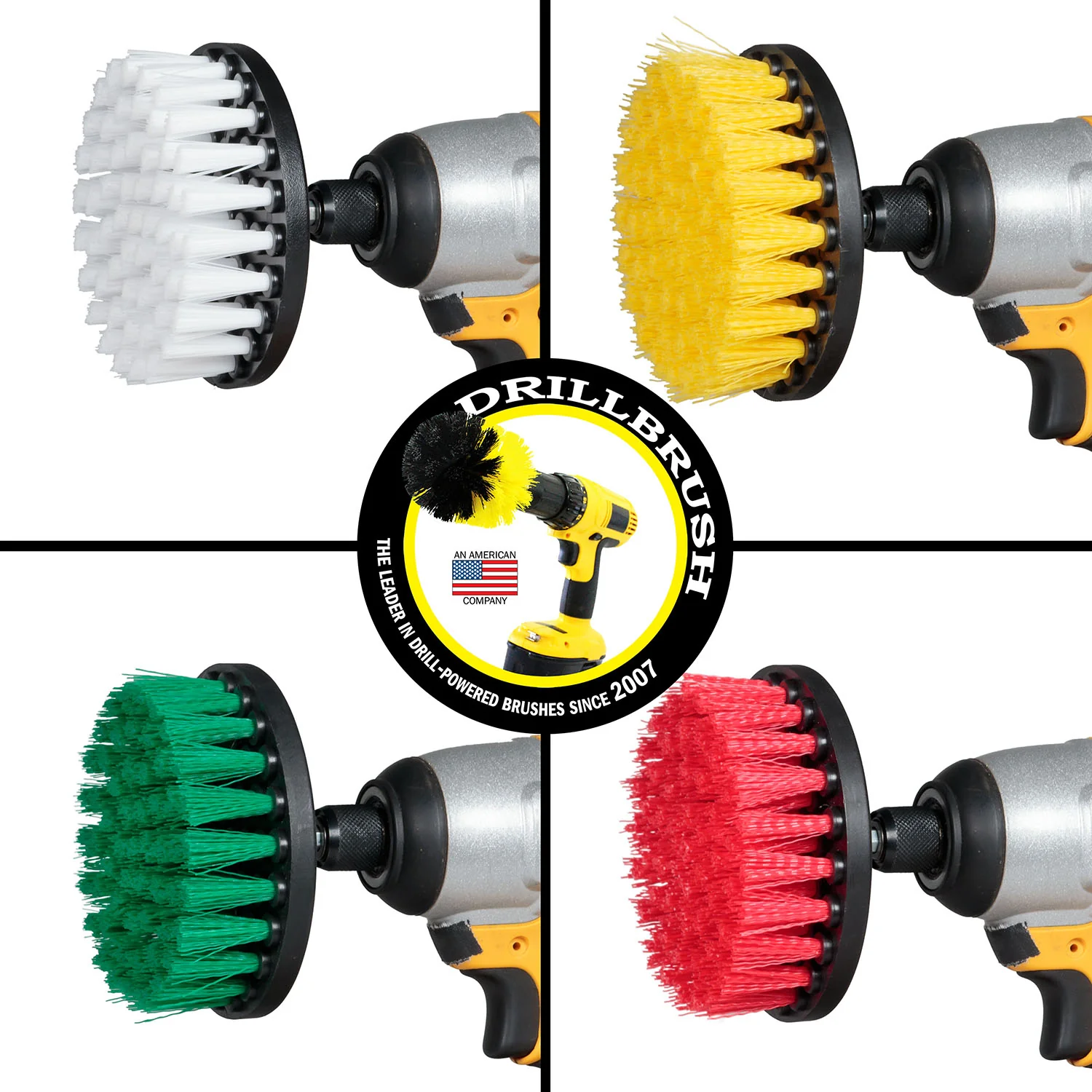 4-piece 4in Brush Kit - Soft, Medium, & Stiff - Home , Kitchen, Bathroom, & Patio | 4in-S-GRWY-QC-DB - Image 5