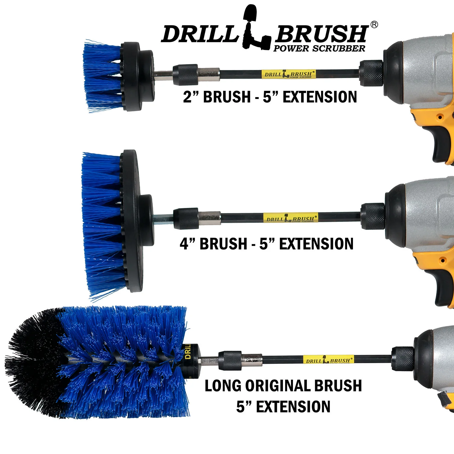 4in Flat Brush, 2in Short Brush, and Jumbo Original all in Medium Blue Plus 5" Extension - Aquarium Cleaning Products  | B-S-42J-5X-QC-DB - Image 3