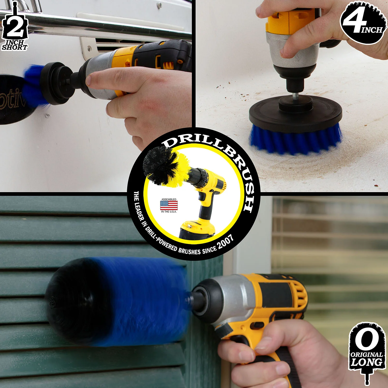 4in Flat Brush, 2in Short Brush, and Jumbo Original all in Medium Stiffness Blue - Boat Brush Set | B-S-42J-QC-DB - Image 4