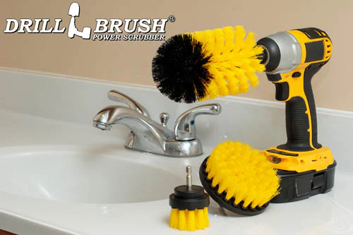 4in Flat Brush, 2in Short Brush, and Jumbo Original all in Medium Stiffness Yellow - Bathroom Accessories Cleaning Set | Y-S-42J-QC-DB - Image 6