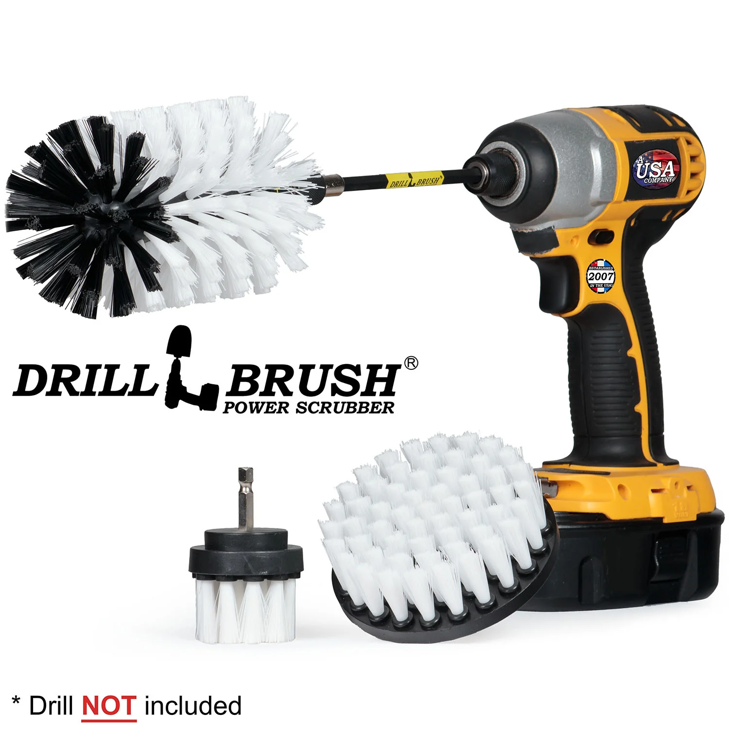 4in Flat Brush, 2in Short Brush, and Jumbo Original all in Soft White Plus 5" Extension - Automotive Cleaning kit with Extended Reach Attachment  | W-S-42J-5X-QC-DB - Image 2