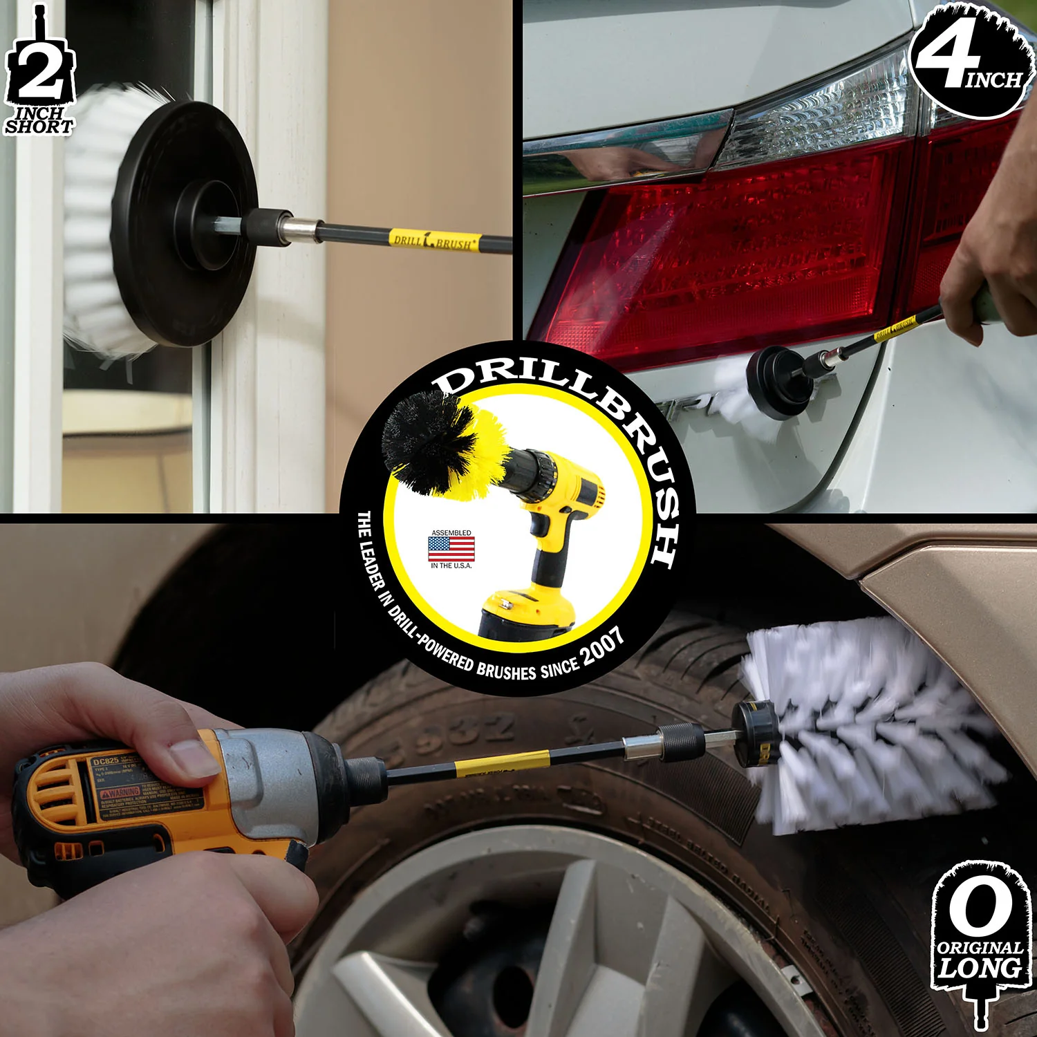 4in Flat Brush, 2in Short Brush, and Jumbo Original all in Soft White Plus 5" Extension - Automotive Cleaning kit with Extended Reach Attachment  | W-S-42J-5X-QC-DB - Image 4