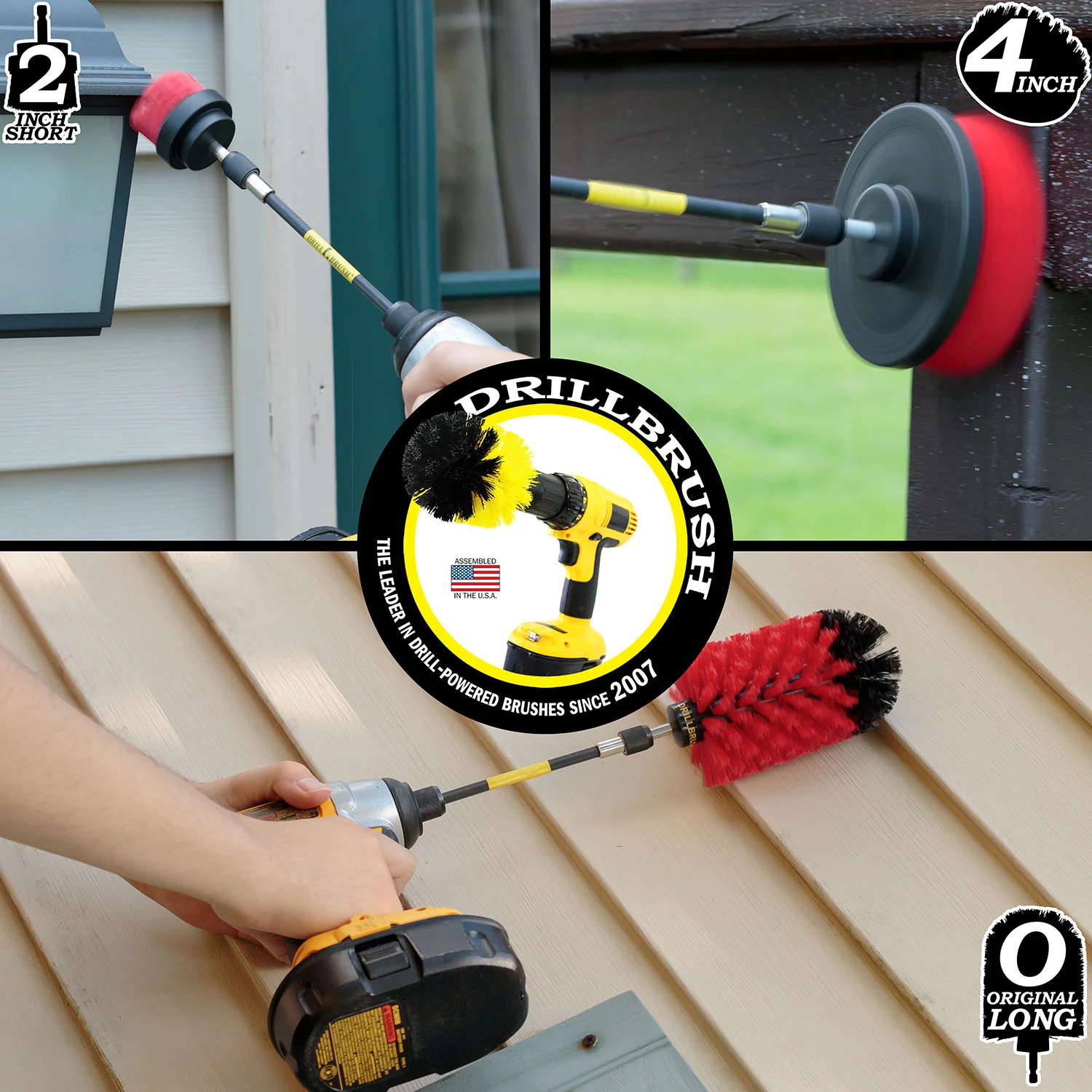 4in Flat Brush, 2in Short Brush, and Jumbo Original all in Stiff Red Plus 5" Extension - Marble Cleaner  | R-S-42J-5X-QC-DB - Image 4