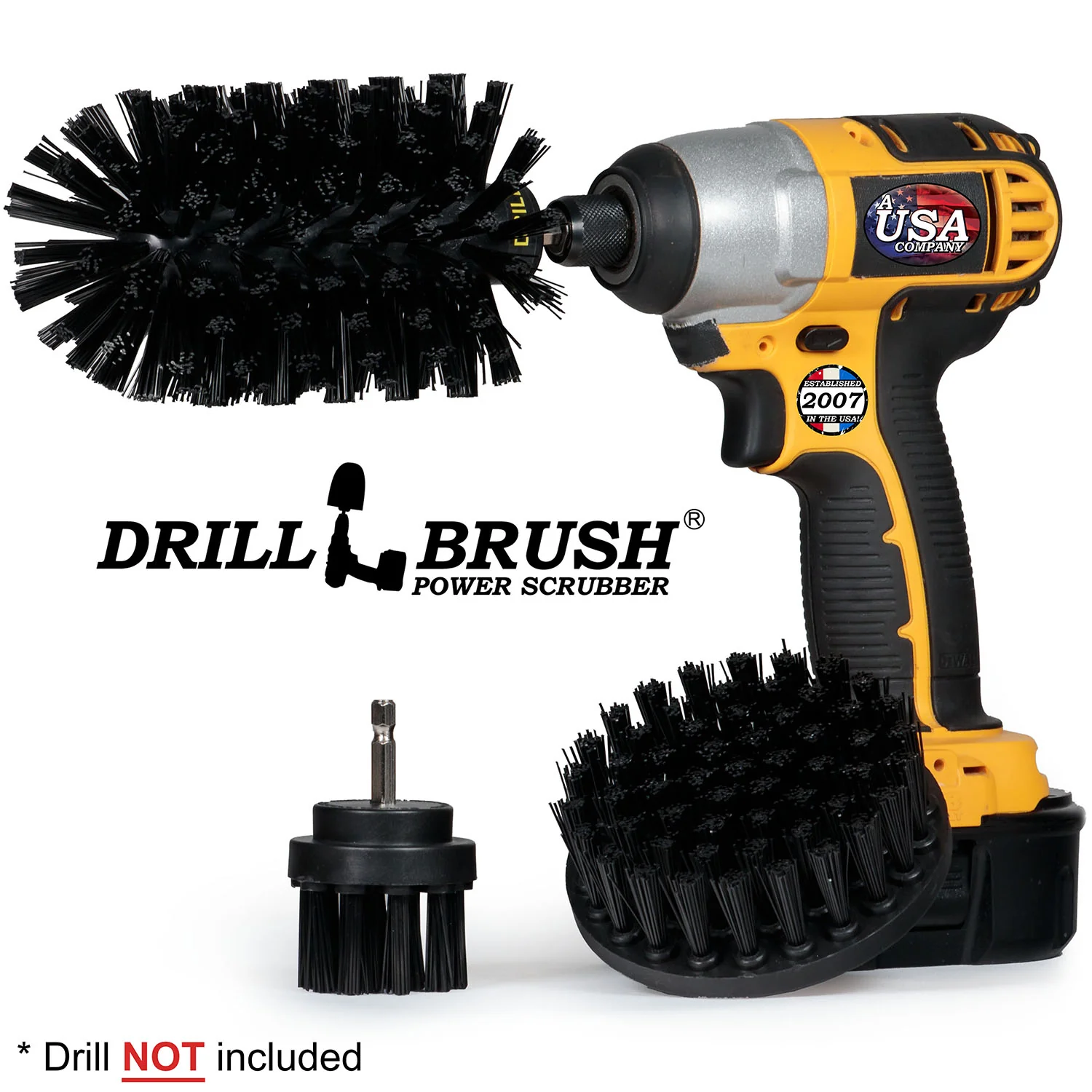 4in Flat Brush, 2in Short Brush, and Jumbo Original all in Ultra Stiff Black - Baked on Food Remover Brush Set | K-S-42J-QC-DB - Image 2