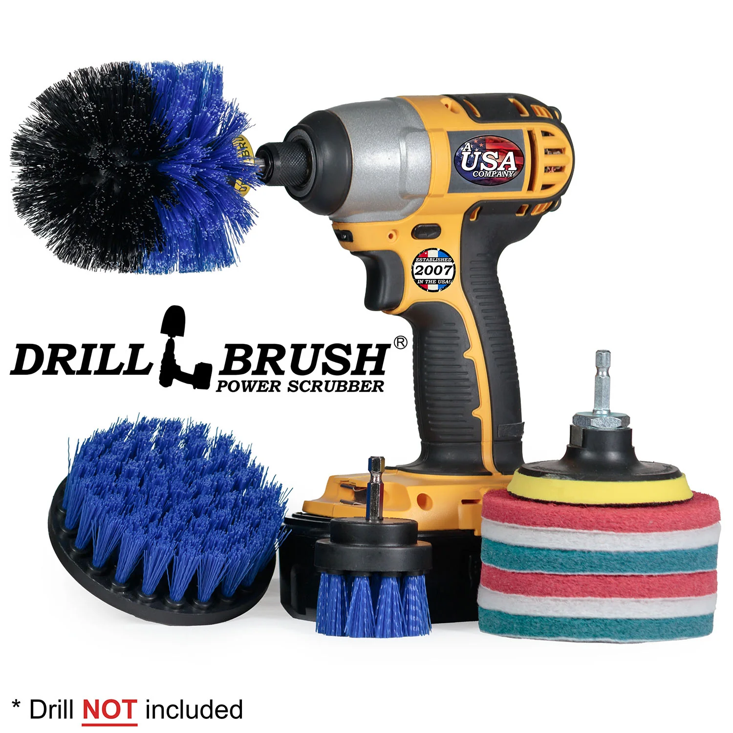 Original, 4in, & 2in Medium Blue Brushes w/ 4in Variety Pads - Marine & Pool | S-B42O-P4-2WRB-3V-QC-DB - Image 2