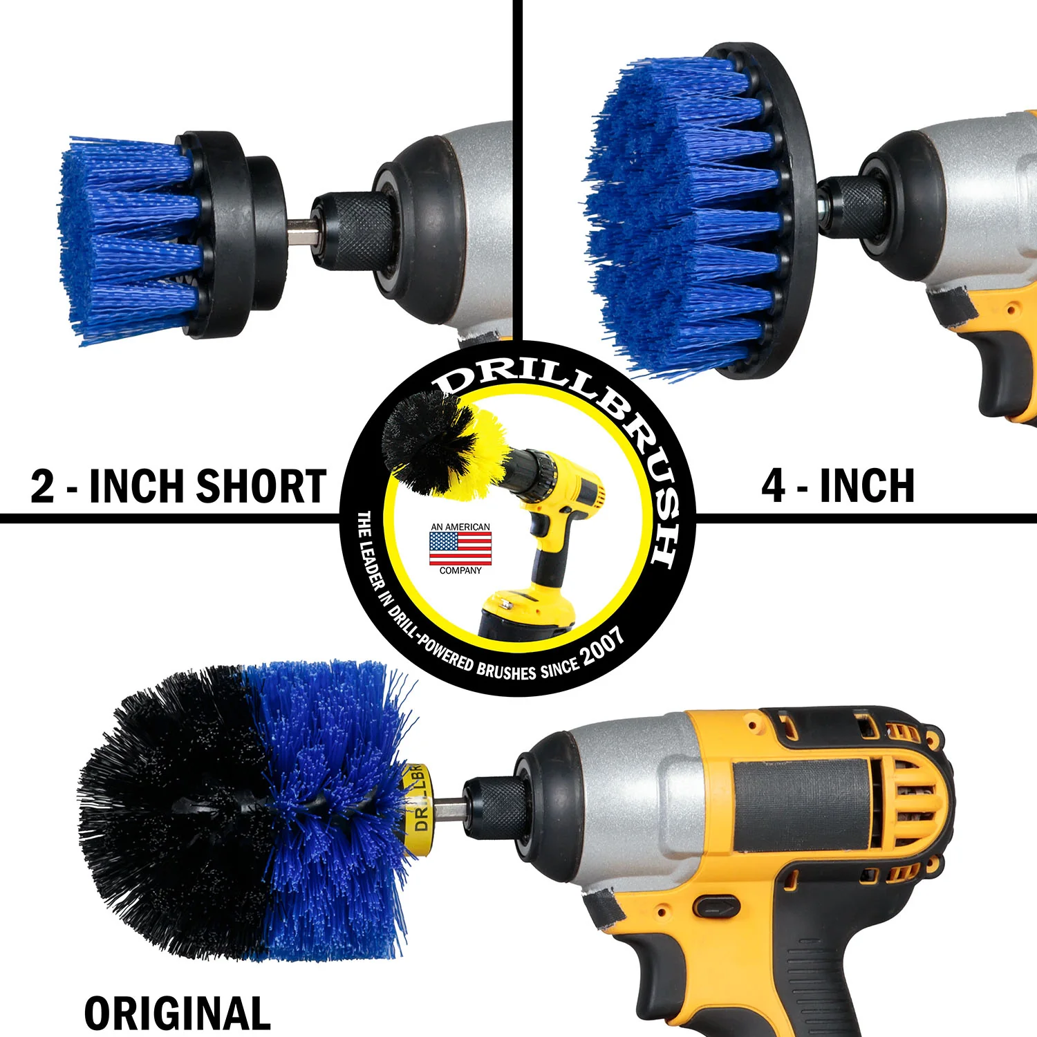 Original, 4in, & 2in Medium Blue Brushes w/ 4in Variety Pads - Marine & Pool | S-B42O-P4-2WRB-3V-QC-DB - Image 3