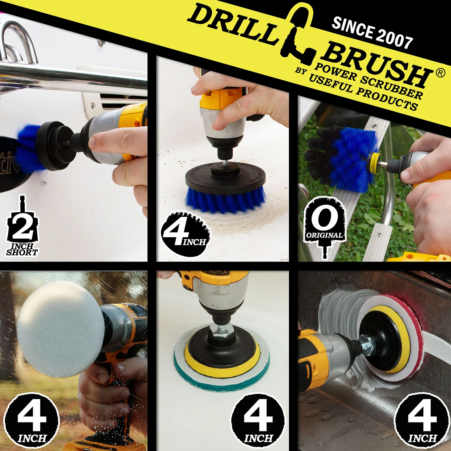 Original, 4in, & 2in Medium Blue Brushes w/ 4in Variety Pads - Marine & Pool | S-B42O-P4-2WRB-3V-QC-DB - Image 5