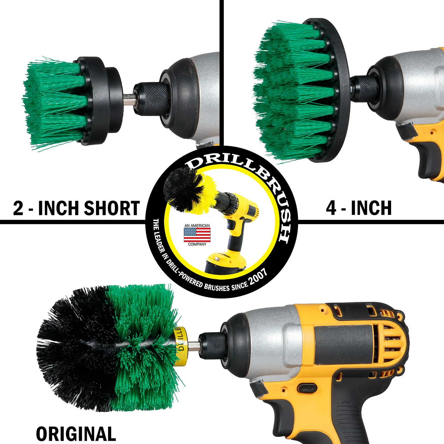 Original, 4in, & 2in Medium Green Brushes w/ 4in Variety Pads - Kitchen Cleaning | S-G42O-P4-2WRB-3V-QC-DB - Image 3