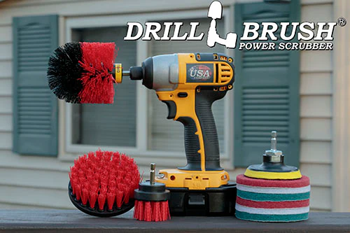 Original, 4in, & 2in Stiff Red Brushes w/ 4in Variety Pads - Outdoor Cleaning | S-R42O-P4-2WRB-3V-QC-DB - Image 8