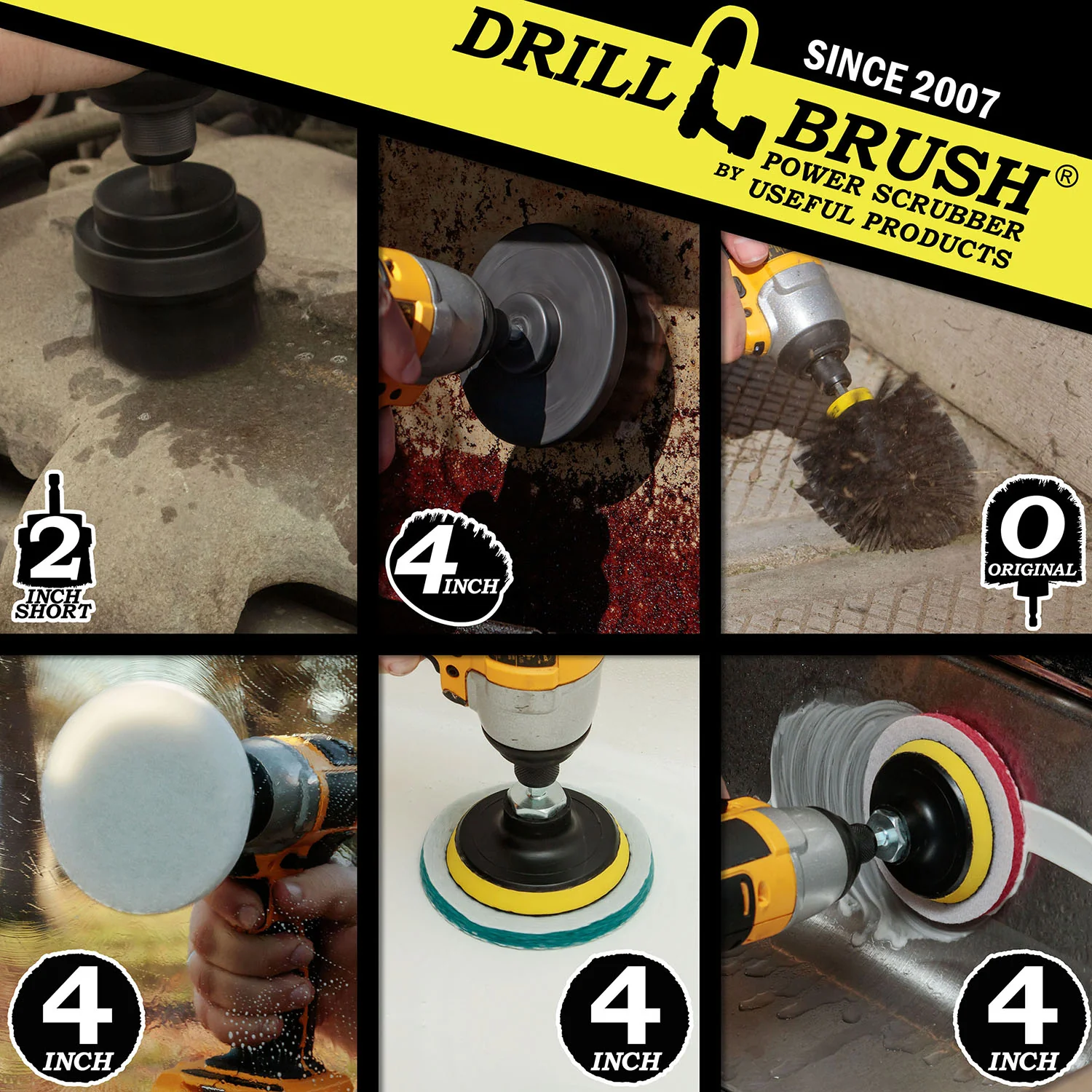Original, 4in, & 2in Stiff Black Brushes w/ 4in Variety Pads - Grill & Industrial | S-K42O-P4-2WRB-3V-QC-DB - Image 5