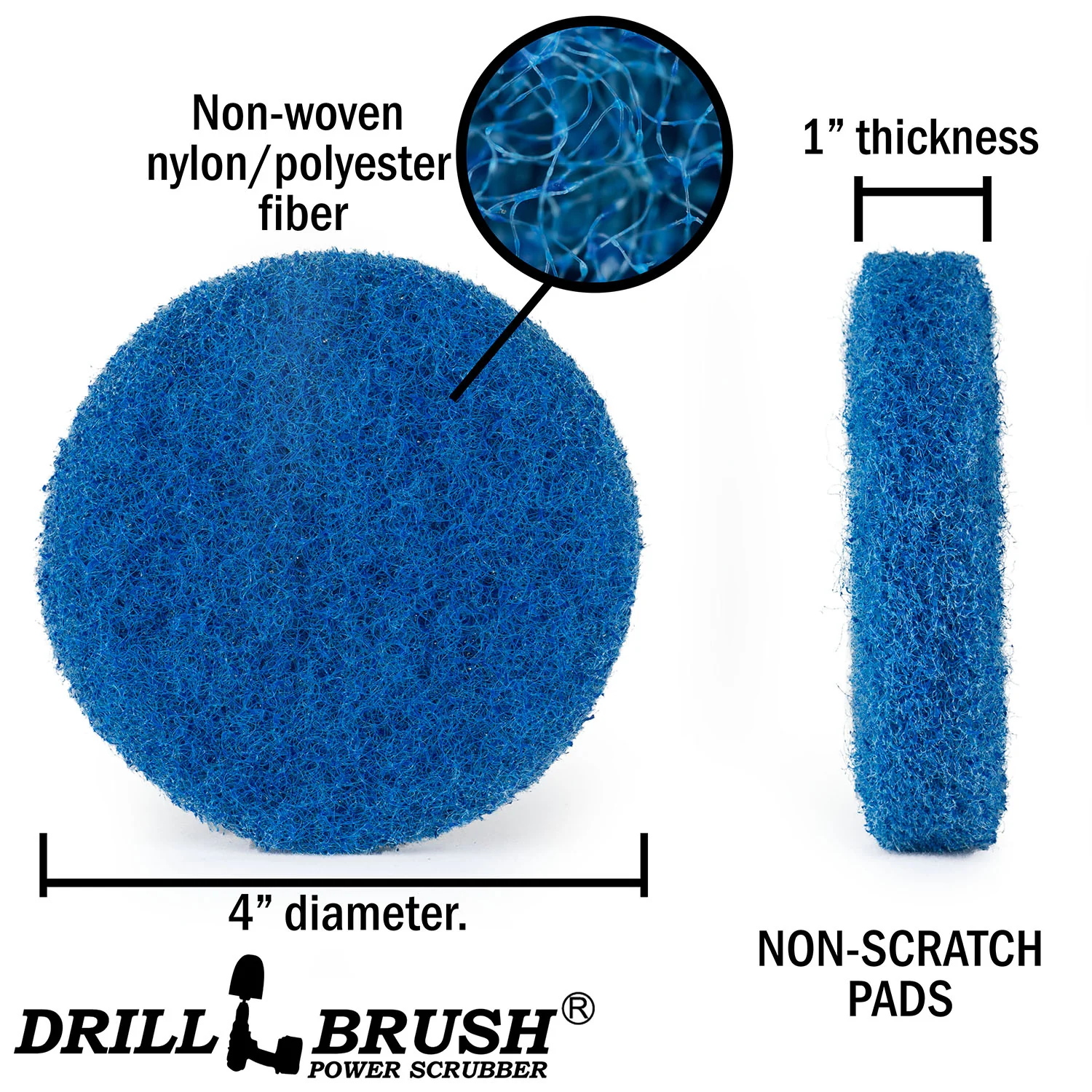 4in Blue Scrubbing Pads Refill - Stiff - Kitchen & Cookware Cleaning | 4in-P4B-refill-DB - Image 4