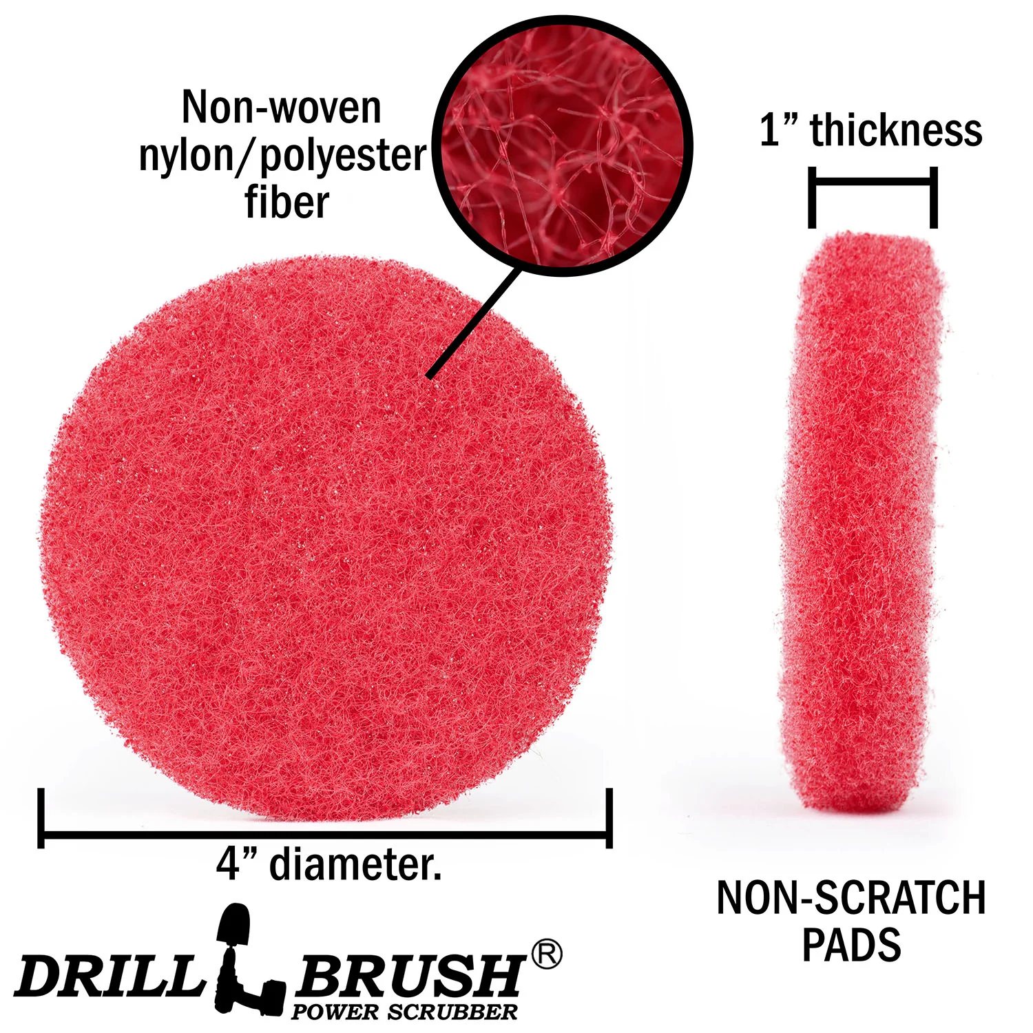 4in Red Scrubbing Pads Refill - Moderate - Porcelain & Linoleum Cleaning | 4in-P4R-refill-DB - Image 4