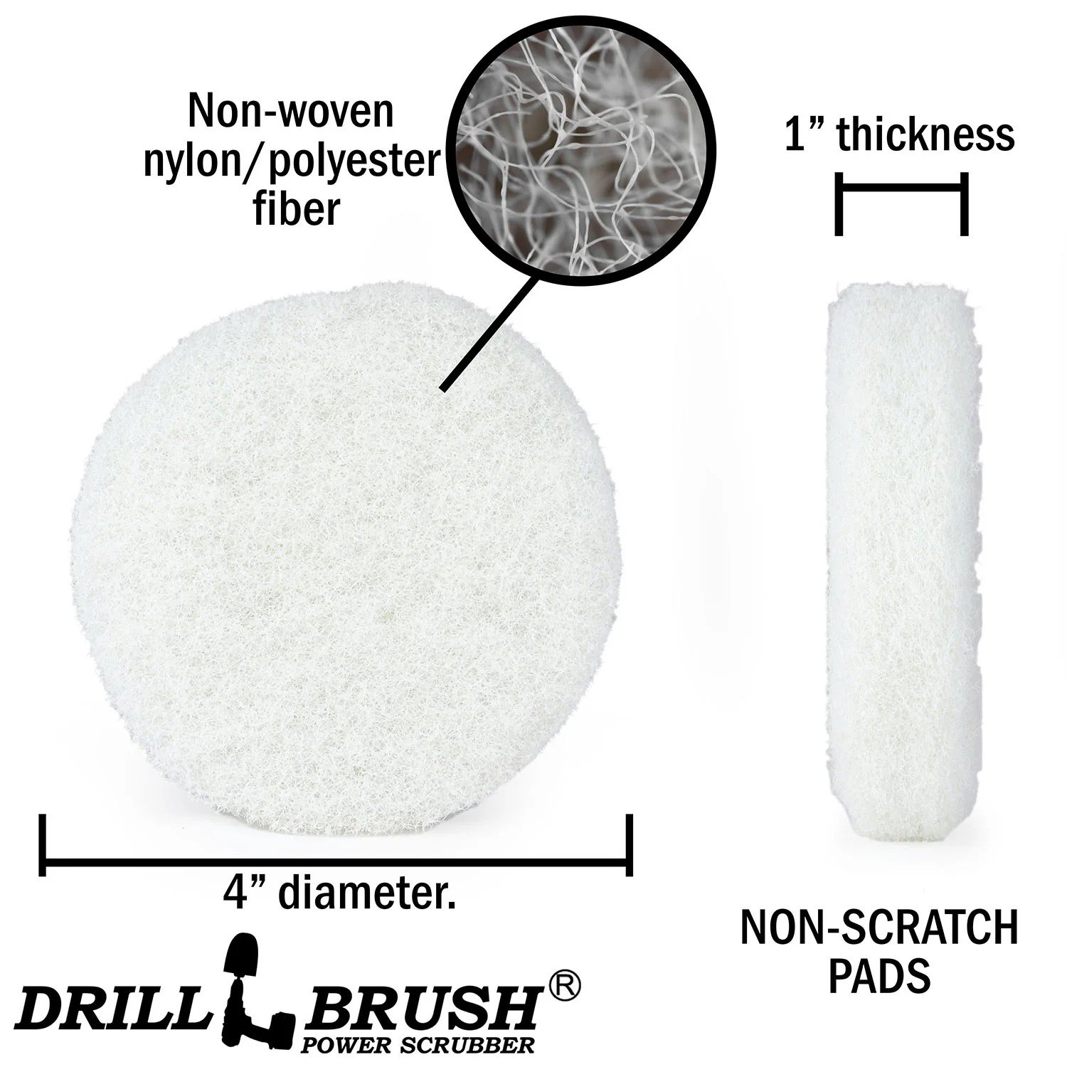 4in White Scrubbing Pads Refill - Very Soft - Glass & Wood Cleaning | 4in-P4W-refill-DB - Image 4