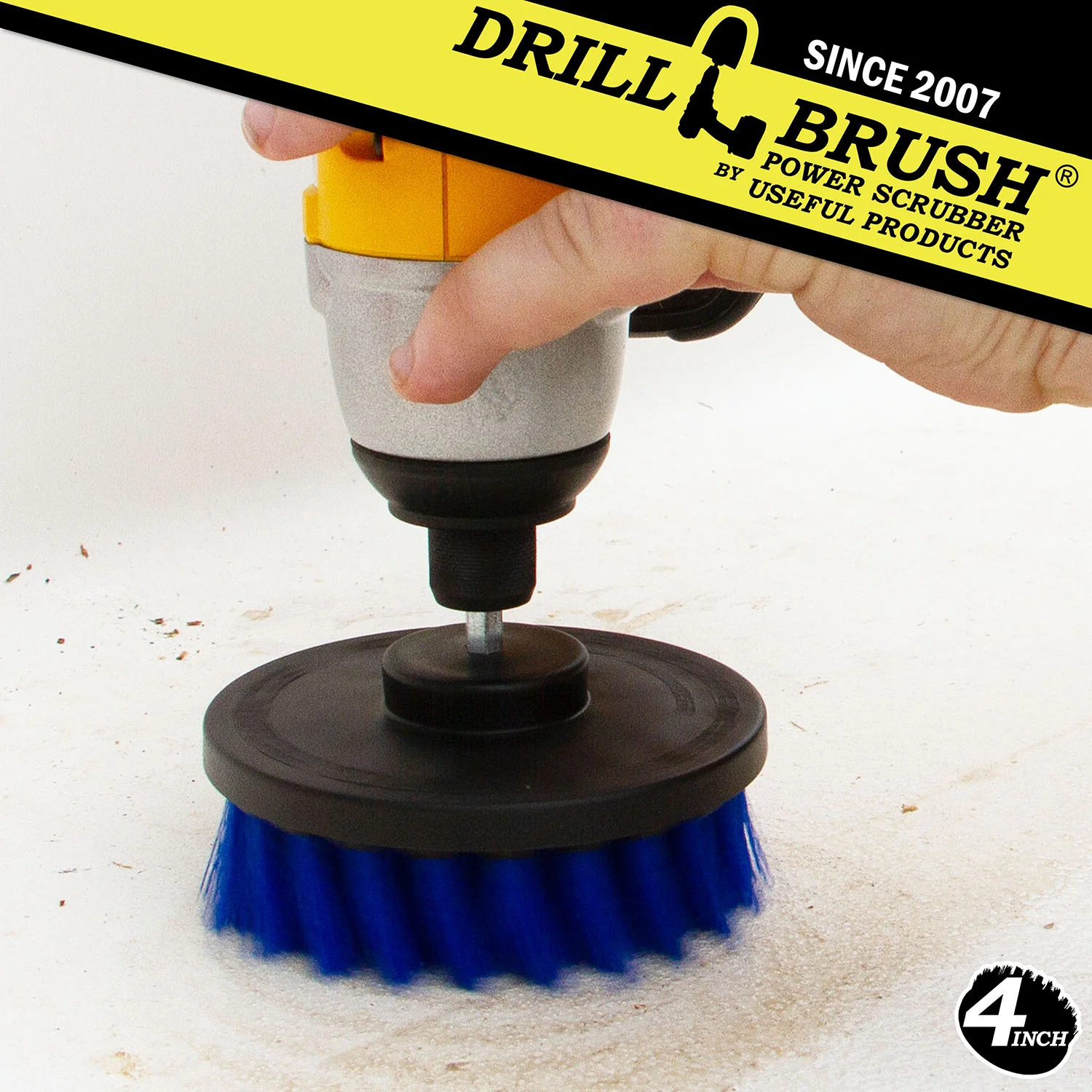 4in Blue Brush - Medium Stiffness Bristles - Pool & Marine Cleaning | 4in-S-B-QC-DB - Image 3