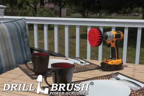 4in Red Brush - Stiff Bristles - Masonry & Lawn Furniture Cleaning | 4in-S-R-QC-DB - Image 5