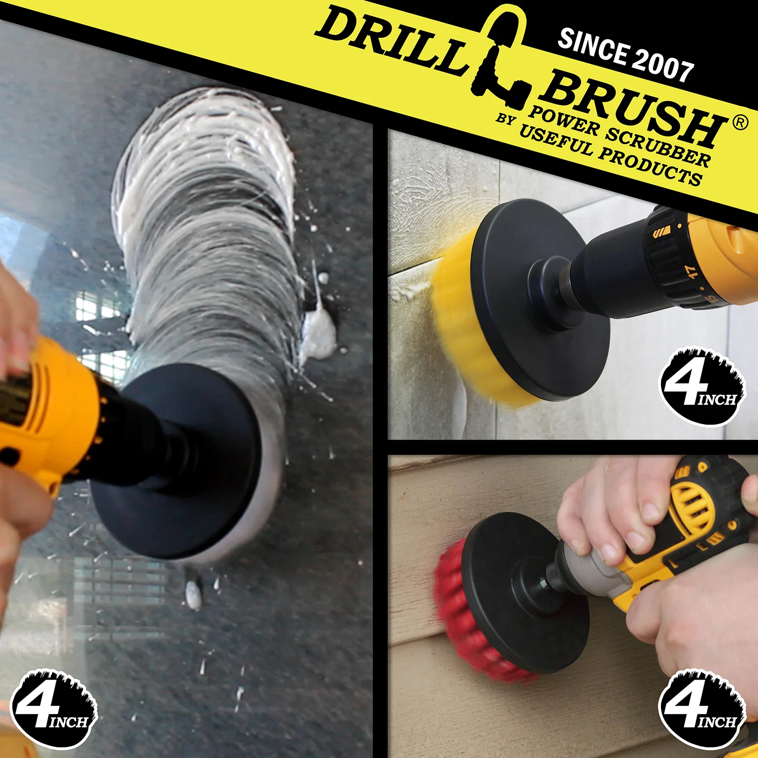 4in 3pc. Kit - Soft, Medium, & Stiff Bristles - Auto, Bathroom, & Patio | 4in-S-WYR-QC-DB - Image 3