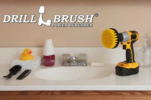 4in Yellow Brush - Medium Stiffness - Shower Door & Tile Cleaning | 4in-S-Y-QC-DB - Image 5