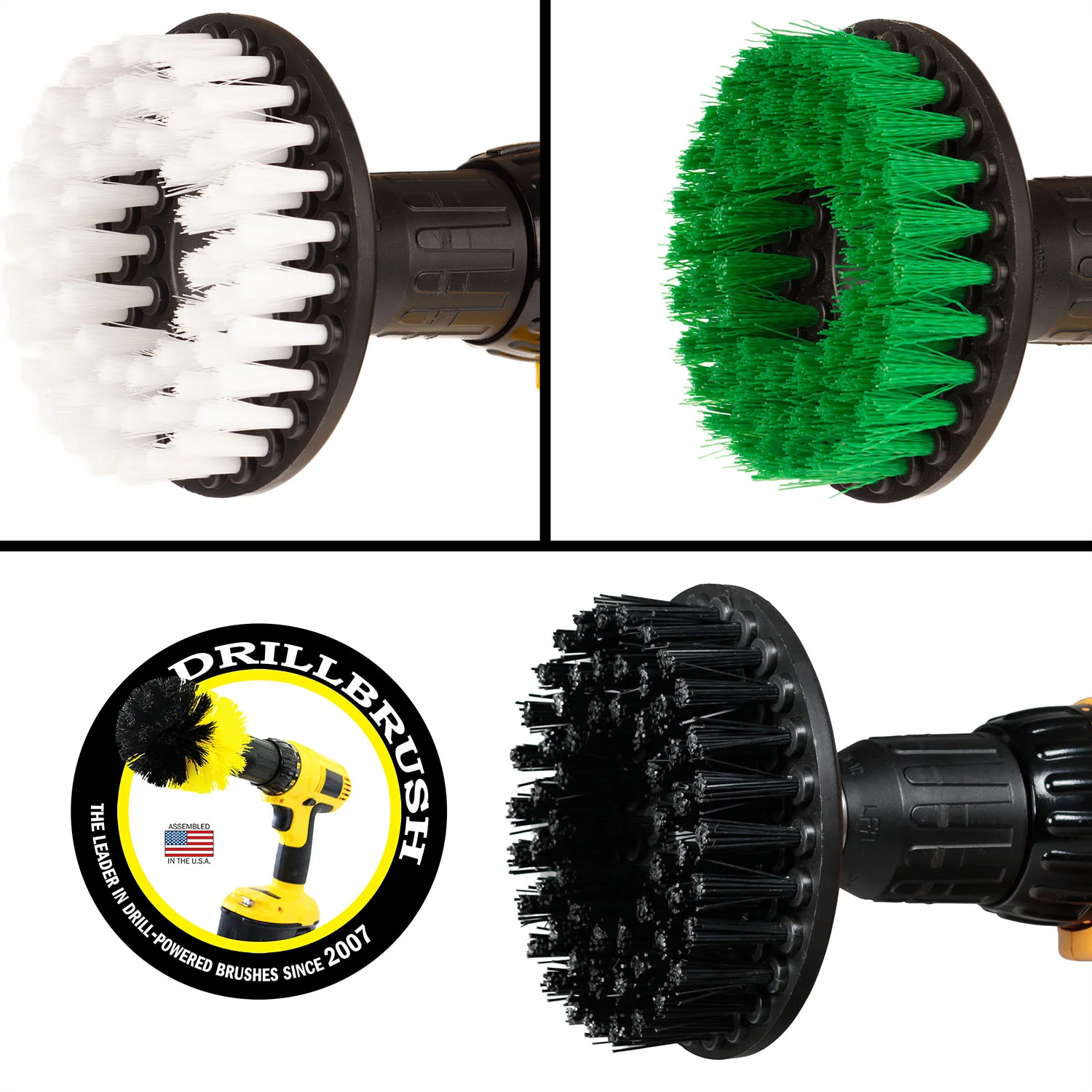 5 inch Hex 3-piece Brushes - Soft, Medium, & Ultra Stiff Bristles - Home, Auto, and Grill Cleaning | 5in-S-WGK-H-DB - Image 4