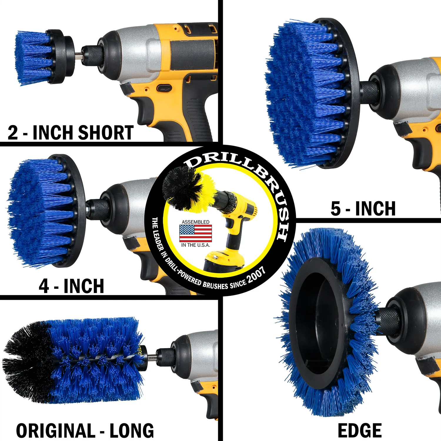 5in Flat Brush, 4in Flat Brush, 2in Short Brush, and Jumbo Original all in Medium Blue - Aquarium Cleaning Products  | B-S-E542J-QC-DB - Image 3