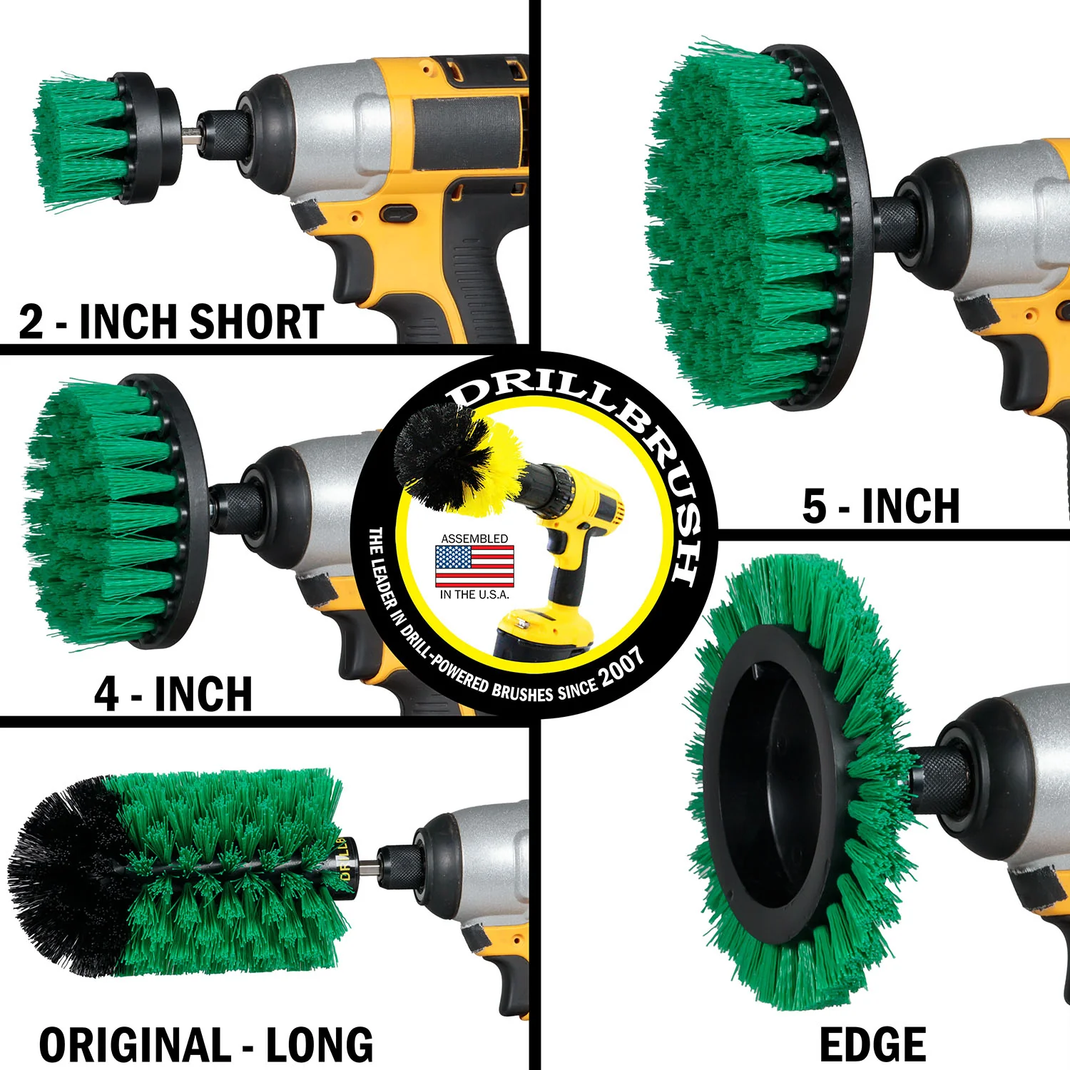 5in Flat Brush, 4in Flat Brush, 2in Short Brush, and Jumbo Original all in Medium Green - Kitchen Cleaning Products  | G-S-E542J-QC-DB - Image 3