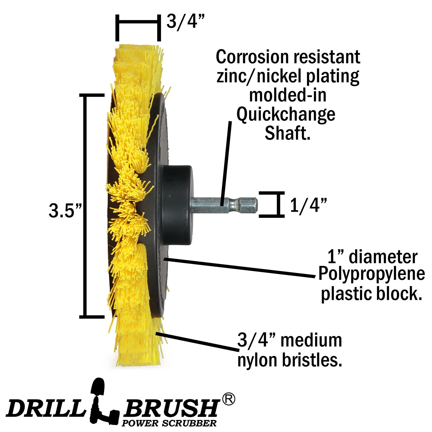 5in Flat Brush, 4in Flat Brush, 2in Short Brush, and Jumbo Original all in Medium Yellow - Bathroom Cleaning Products  | Y-S-E542J-QC-DB - Image 6