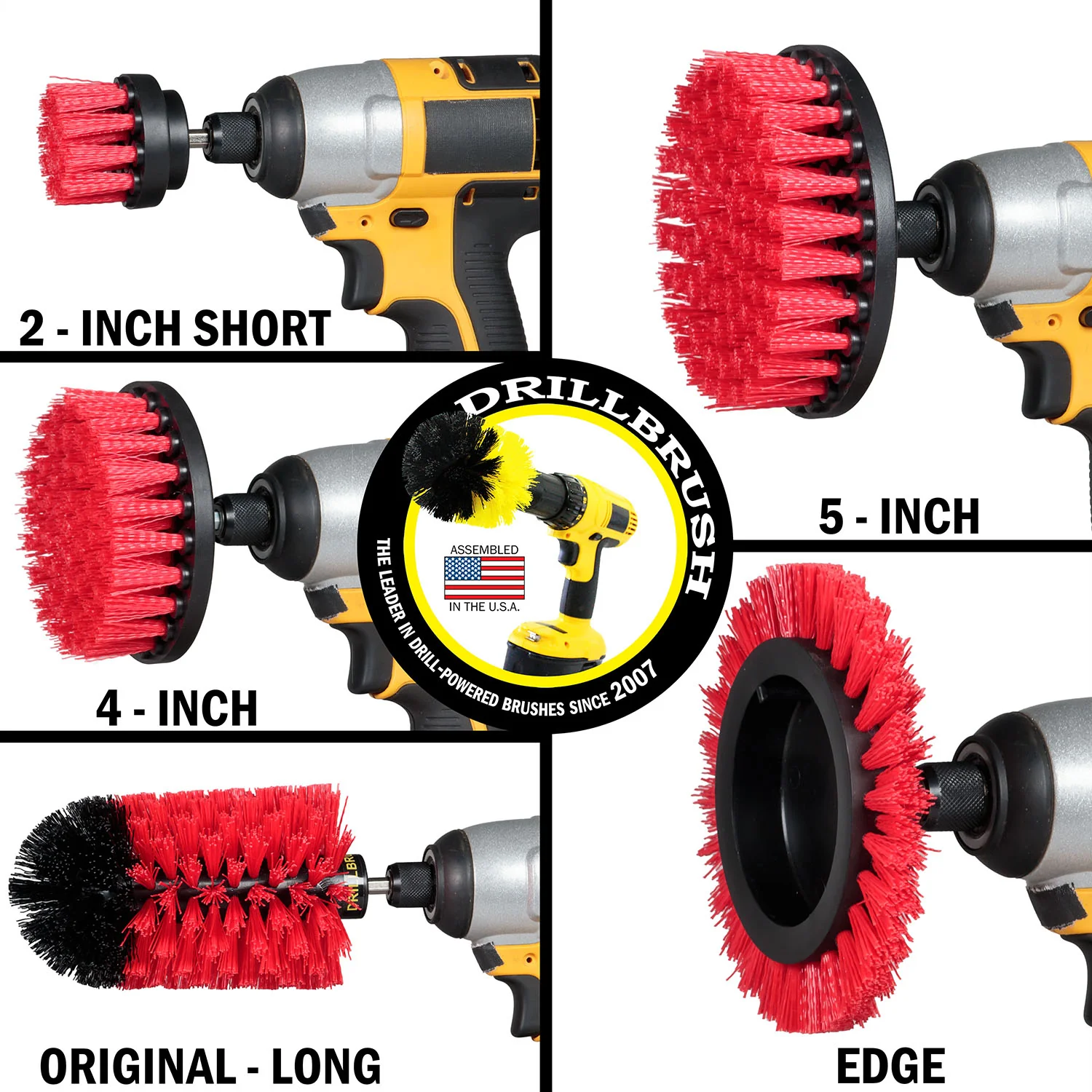 5in Flat Brush, 4in Flat Brush, 2in Short Brush, and Jumbo Original all in Stiff Red - Outdoor & Patio Cleaning Products  | R-S-E542J-QC-DB - Image 3