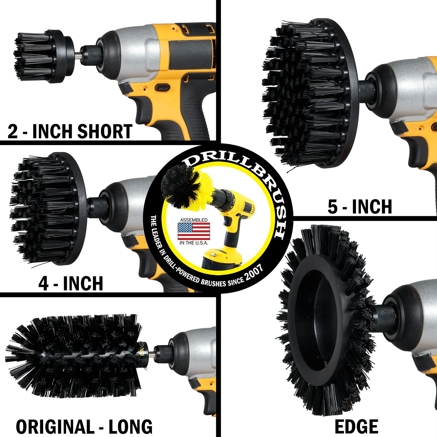 5in Flat Brush, 4in Flat Brush, 2in Short Brush, and Jumbo Original all in Ultra Stiff Black - Grill Cleaning Products  | K-S-E542J-QC-DB - Image 3