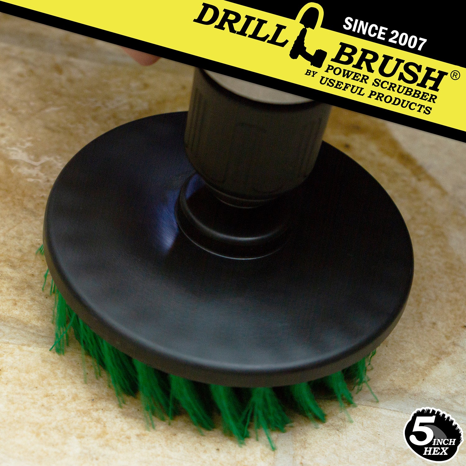5in Green Brush - Medium Stiffness - Kitchen Counter & Tile Cleaning | 5in-S-G-H-DB - Image 3