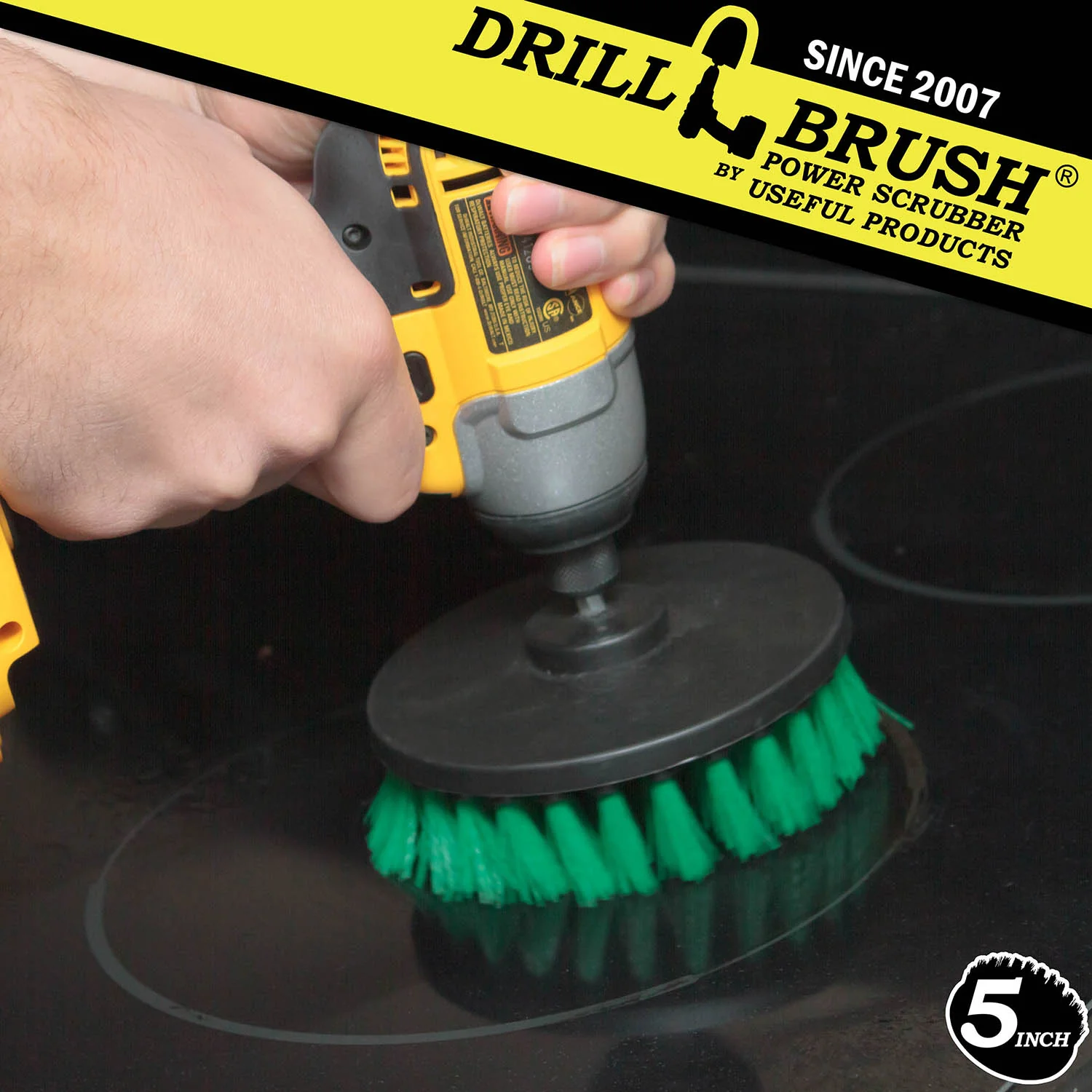 5in Green Brush - Medium Stiffness - Kitchen Counter & Tile Cleaning | 5in-S-G-QC-DB - Image 3