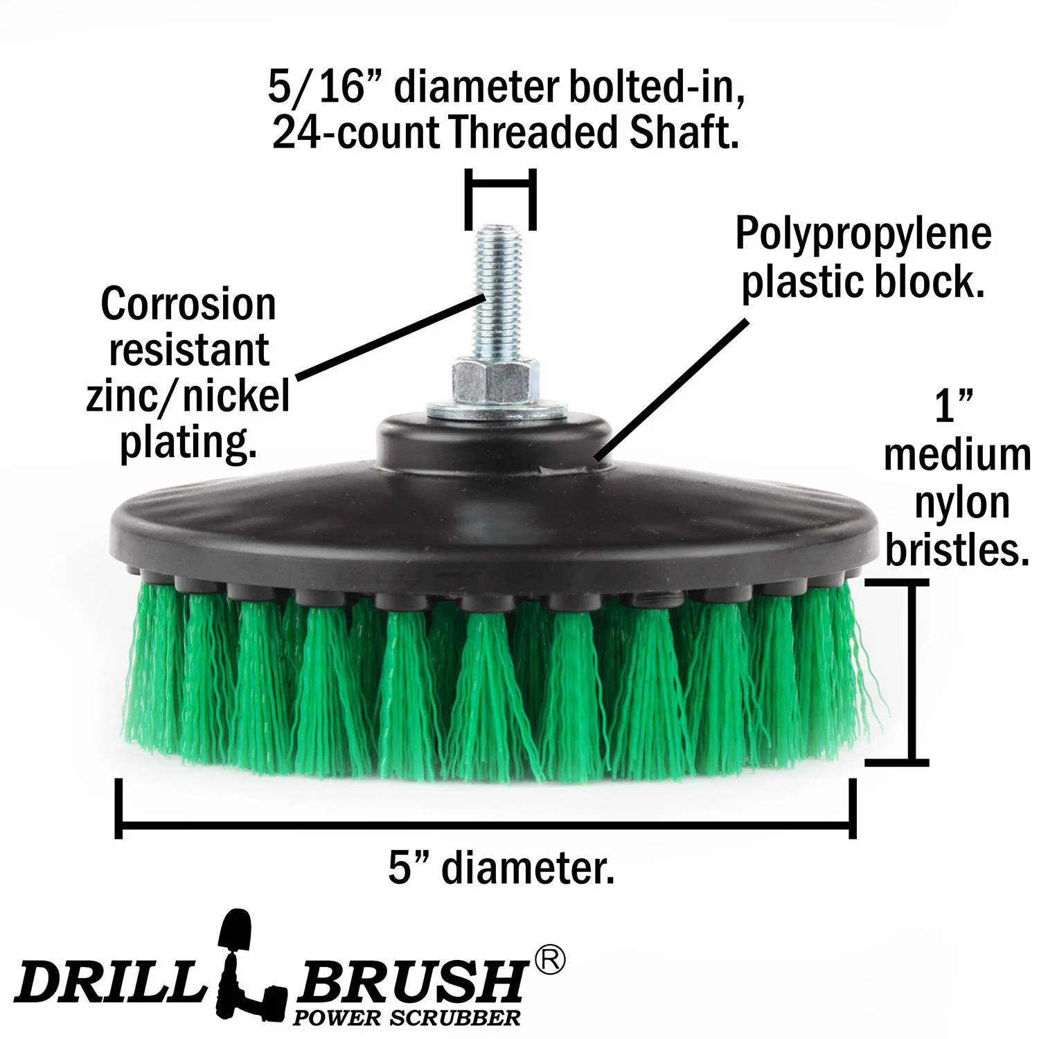 5in Green Brush - Medium Stiffness - Kitchen Counter & Tile Cleaning | 5in-S-G-T-DB - Image 4
