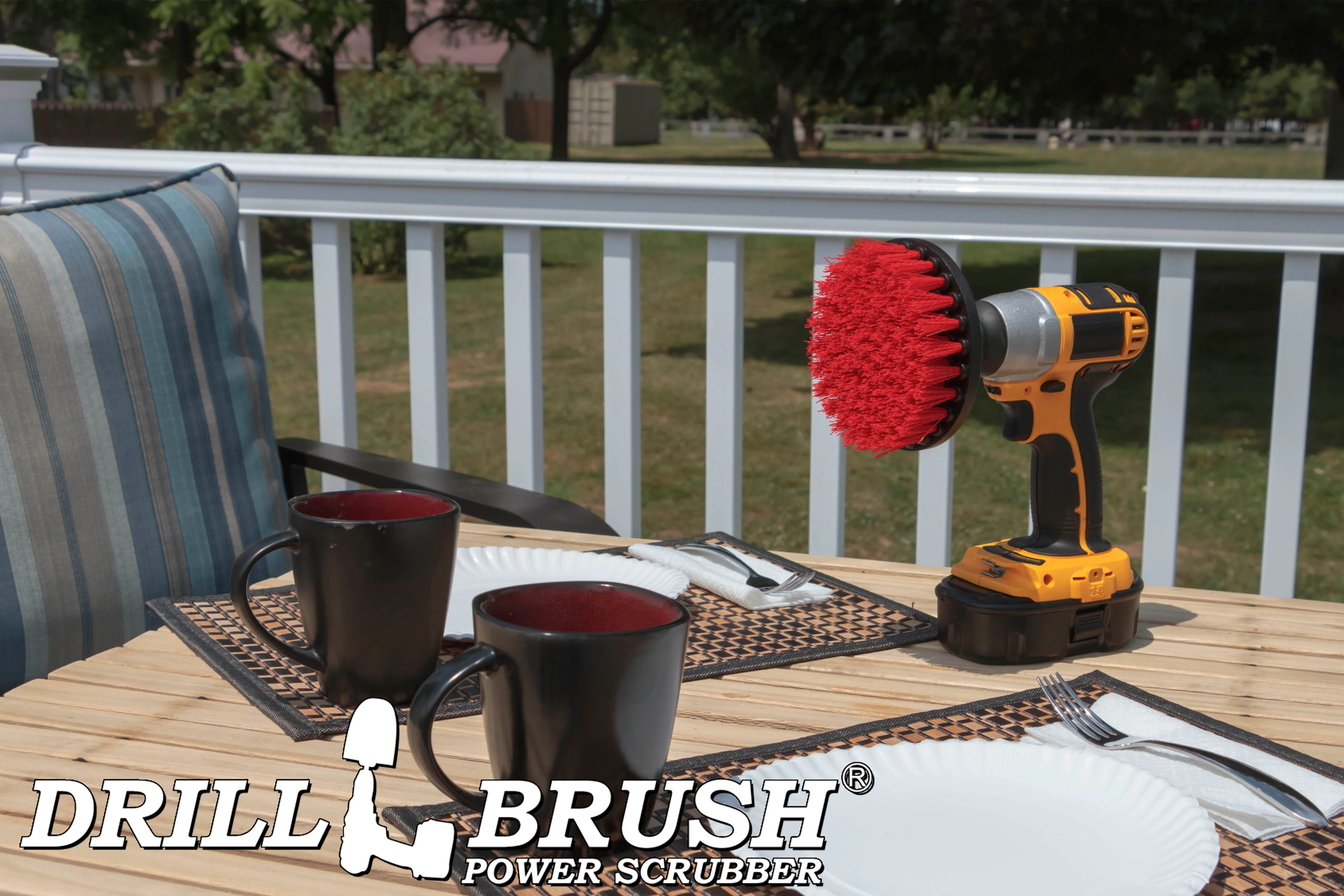 5in Red Brush - Stiff Bristles - Masonry & Lawn Furniture Cleaning | 5in-S-R-QC-DB - Image 5