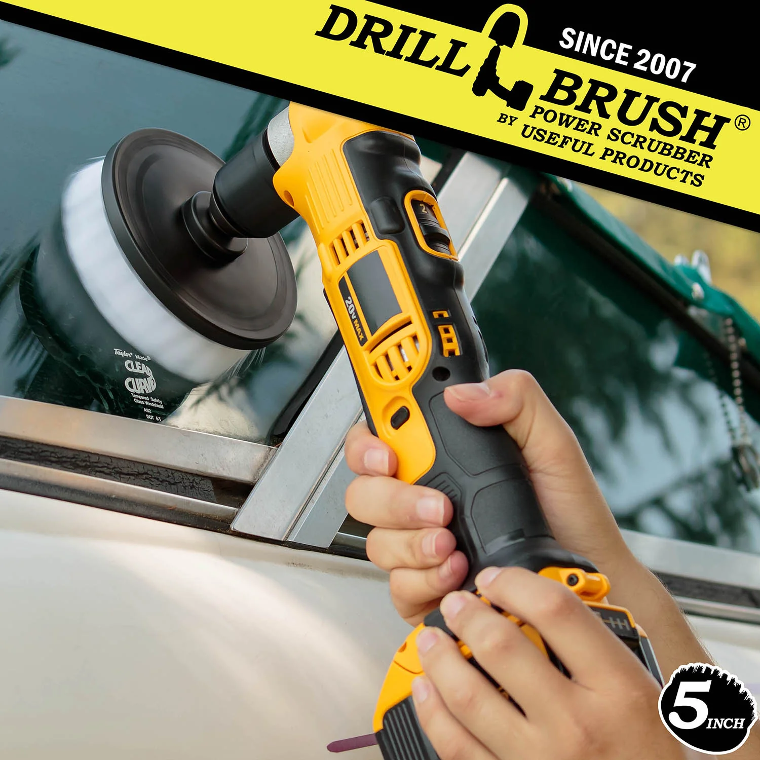 5in White Brush - Soft Bristles - Home & Auto Cleaning | 5in-S-W-QC-DB - Image 3