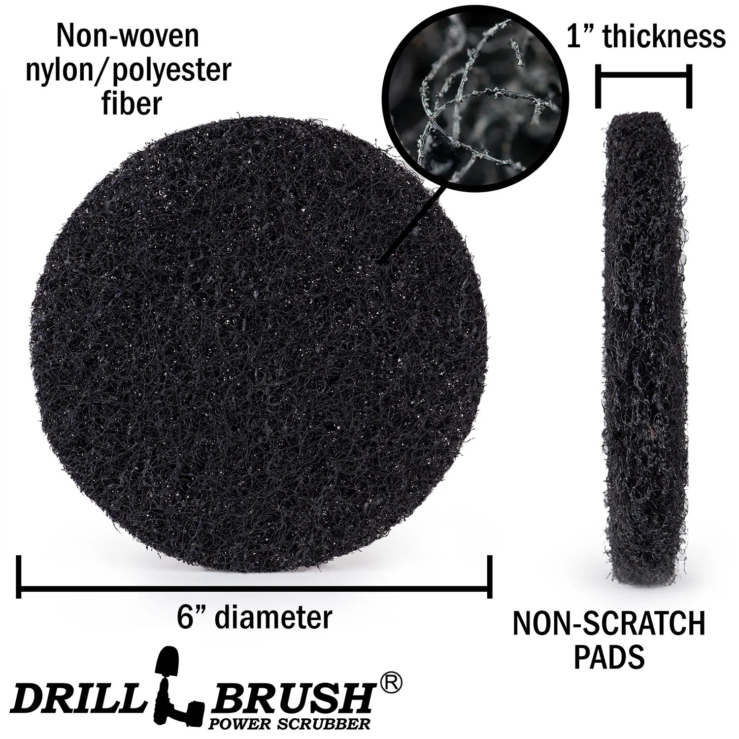 6in Black Scrubbing Pads Refill - Aggressive- Paint & Roofing Tar Removal | 6in-PK-refill-DB - Image 3