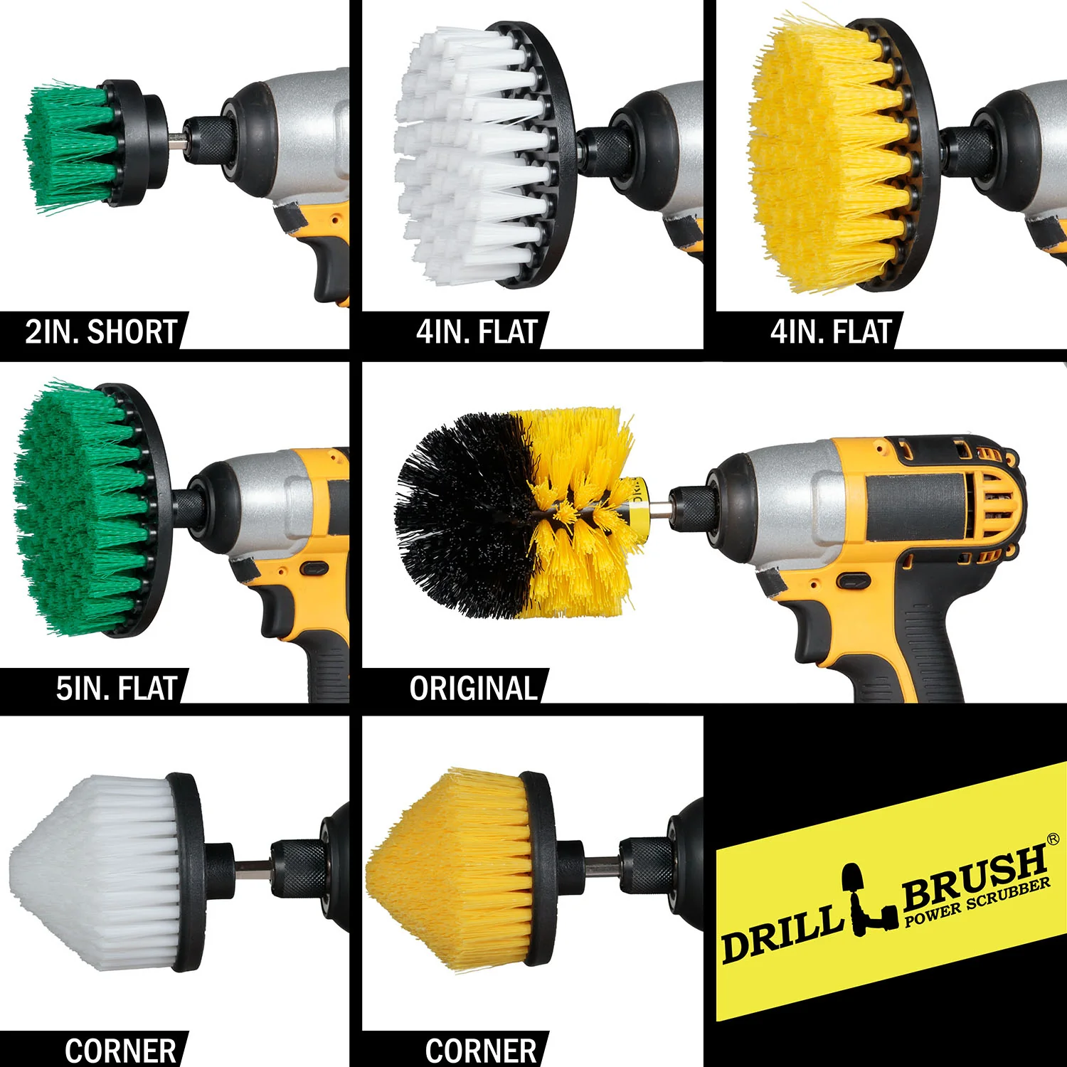 7 Piece Drillbrush Variety Household Essentials Cleaning Kit - Soft and Medium Bristles | W4C-Y4CO-G52-S-QC-DB - Image 3