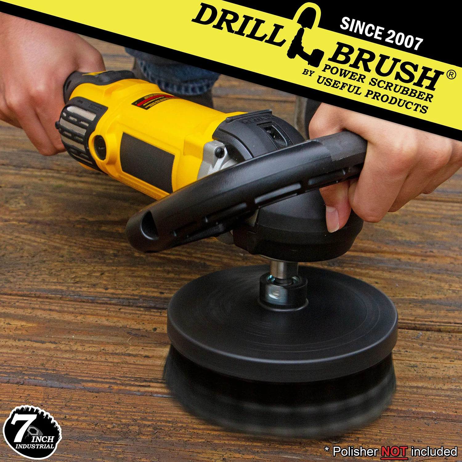 7in Black Brush - Industrial High Stiffness - Paint Removal & Concrete Cleaning | 7in-L-K-T-DB - Image 3