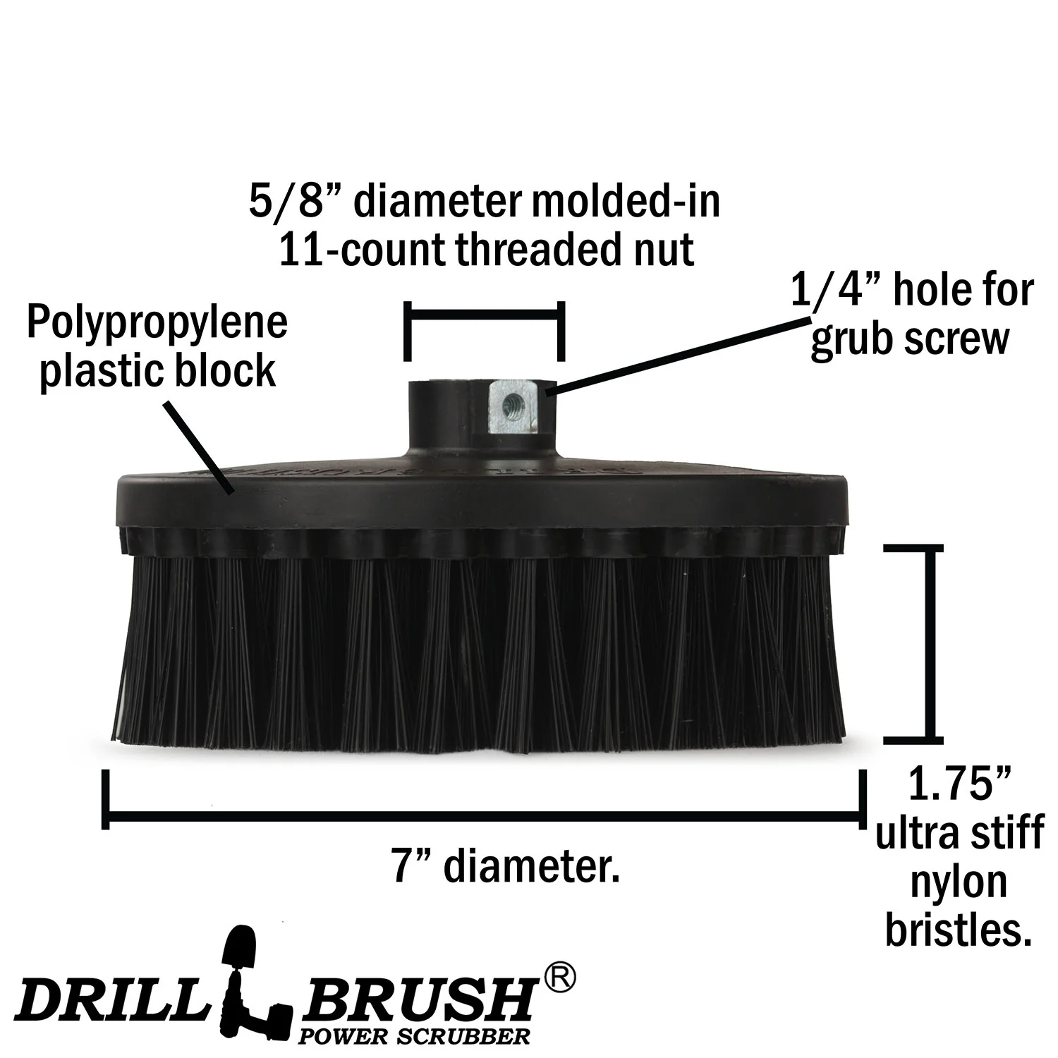 7in Black Brush - Industrial High Stiffness - Paint Removal & Concrete Cleaning | 7in-L-K-T-DB - Image 4