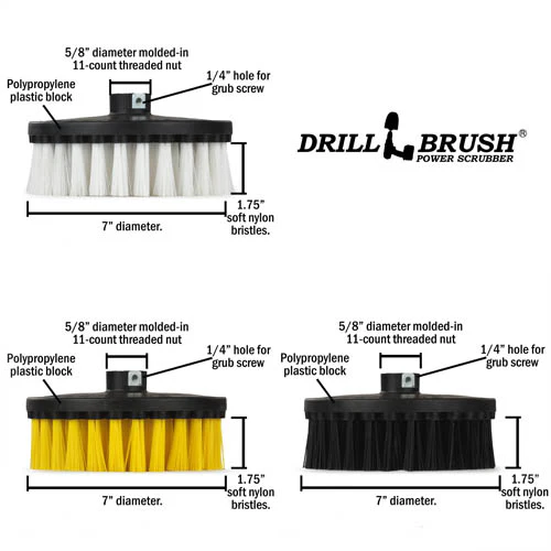 7in. Brush 3-piece Kit - Soft, Medium, & Ultra Stiff Bristles - Industrial Cleaning | 7in-L-WYK-T-DB - Image 5