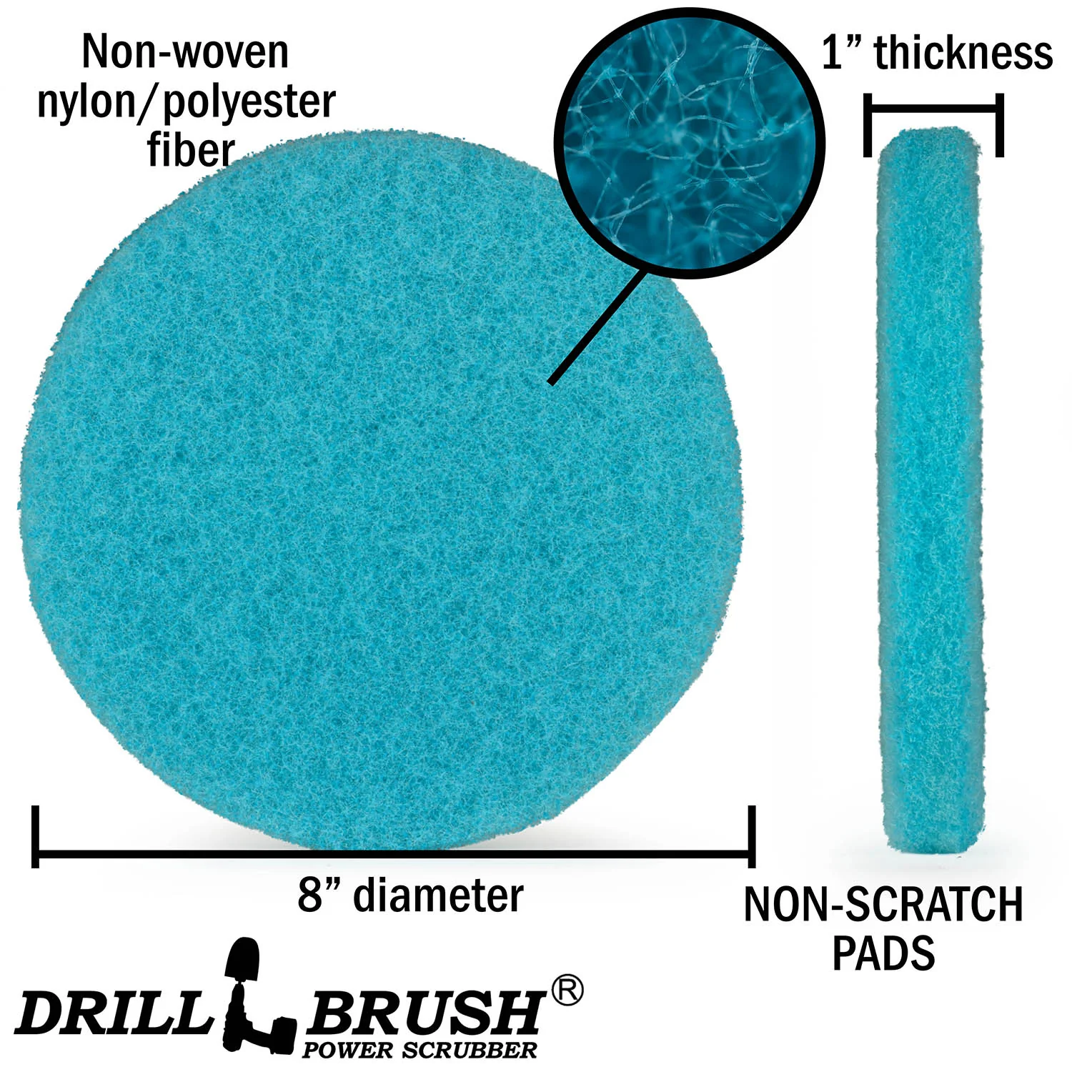 8 Inch Diameter Blue Medium Replacement Mild Scrub Pad - Image 3
