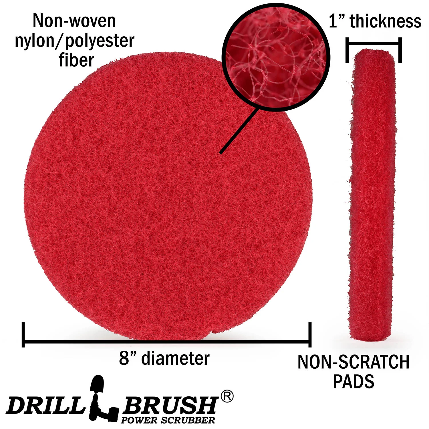 8 Inch Diameter Red Medium Replacement Scrub Pad - Image 3
